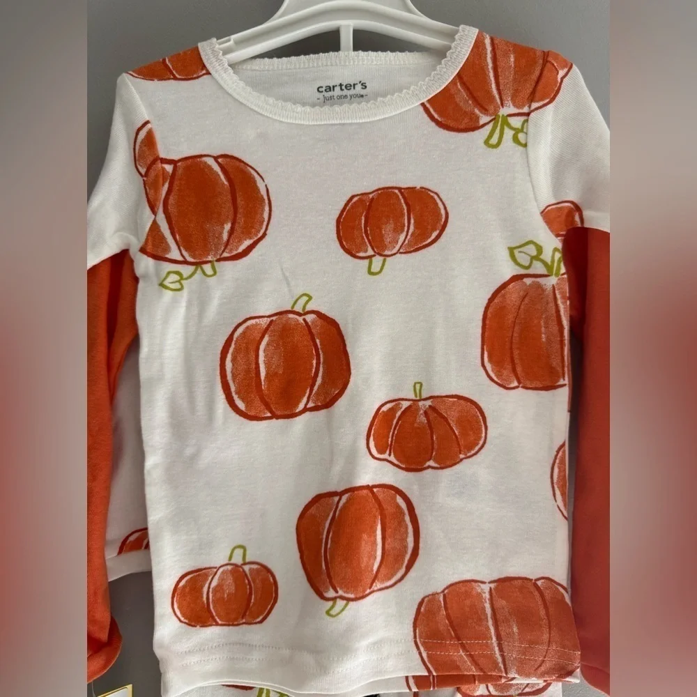 Carters Halloween Ghost Pumpkin Fall Pajama Matching Sets SZ 18M New 100% Cotton